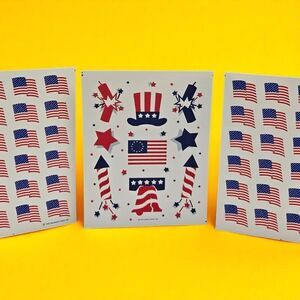 80s Patriotic Hallmark Stickers Red White Blue Flag Liberty Firecrackers Rockets